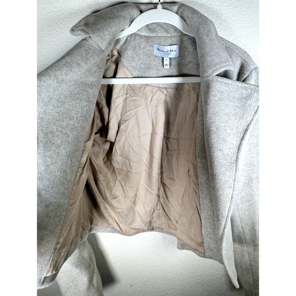 Michael Stars cream cropped moto jacket M quiet luxury - Picture 5 of 12